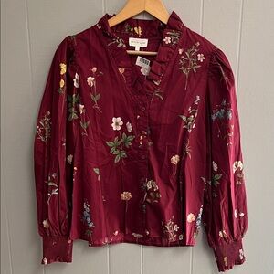 NWT Floral Entro Top Blouse Shirt Small New with tags Long sleeve